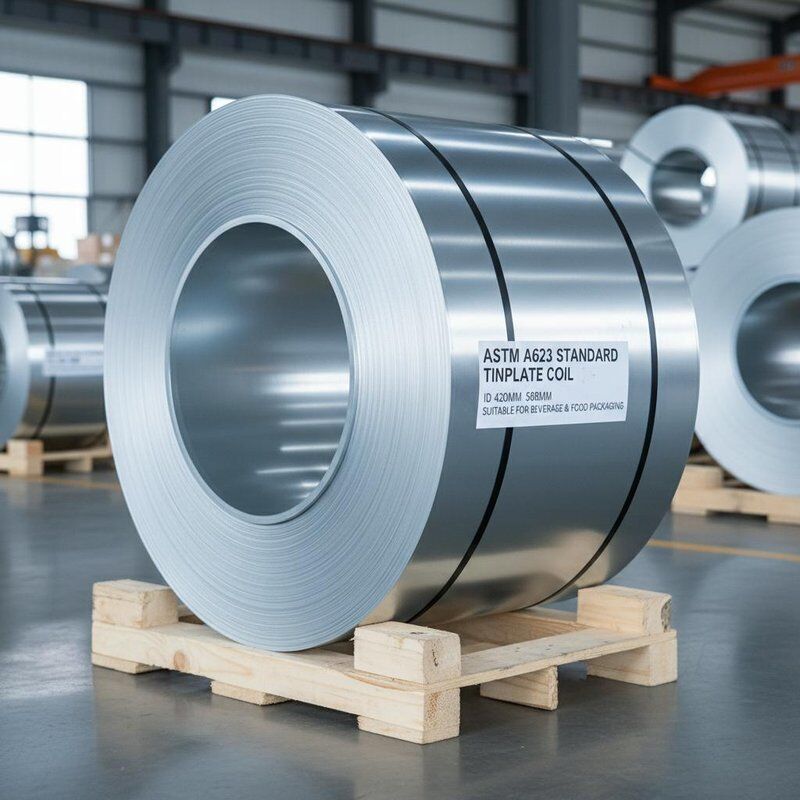 ASTM A623 Стандартная оловянная катушка катушка ID 420mm 508mm Твердость DR10 Подходит для упаковки напитков и продуктов питания