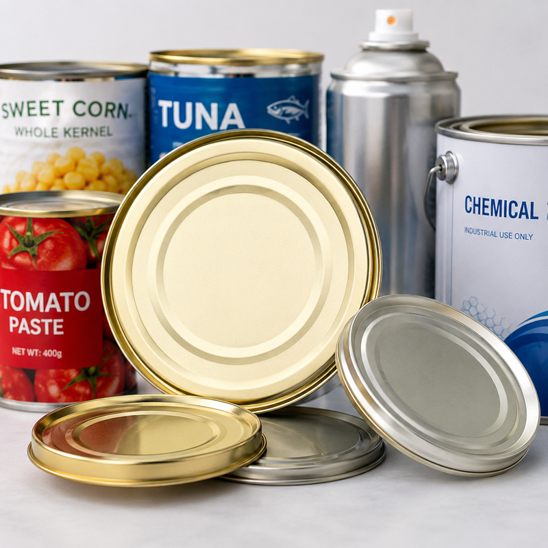 Многотипные жестяные крышки для упаковки пищевых продуктов, химикатов и аэрозолей